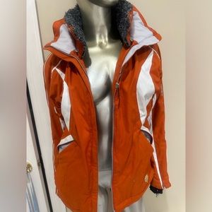 Descente‎ Women's orange whiteColor Block Ski Winter Size 8 /S Insulated Jacket
